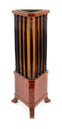 An English Parcel Ebonized Burlwood Cane Stand Height 27 inches. — LATE 19TH/EARLY 20TH CENTURY
