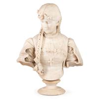 An Italian Carved Alabaster Figure of a Young Lady