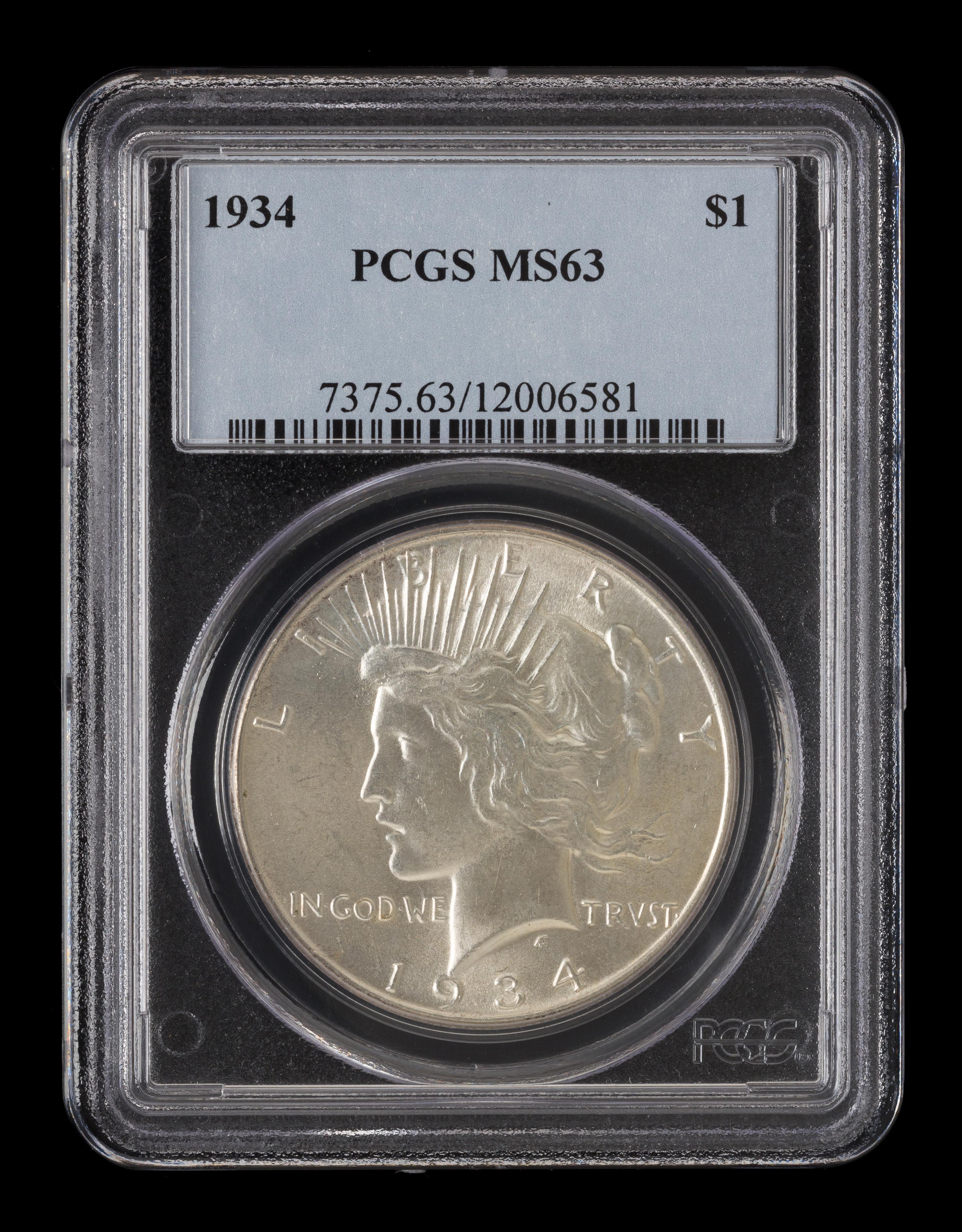 A United States 1934 Peace Silver Dollar Coin