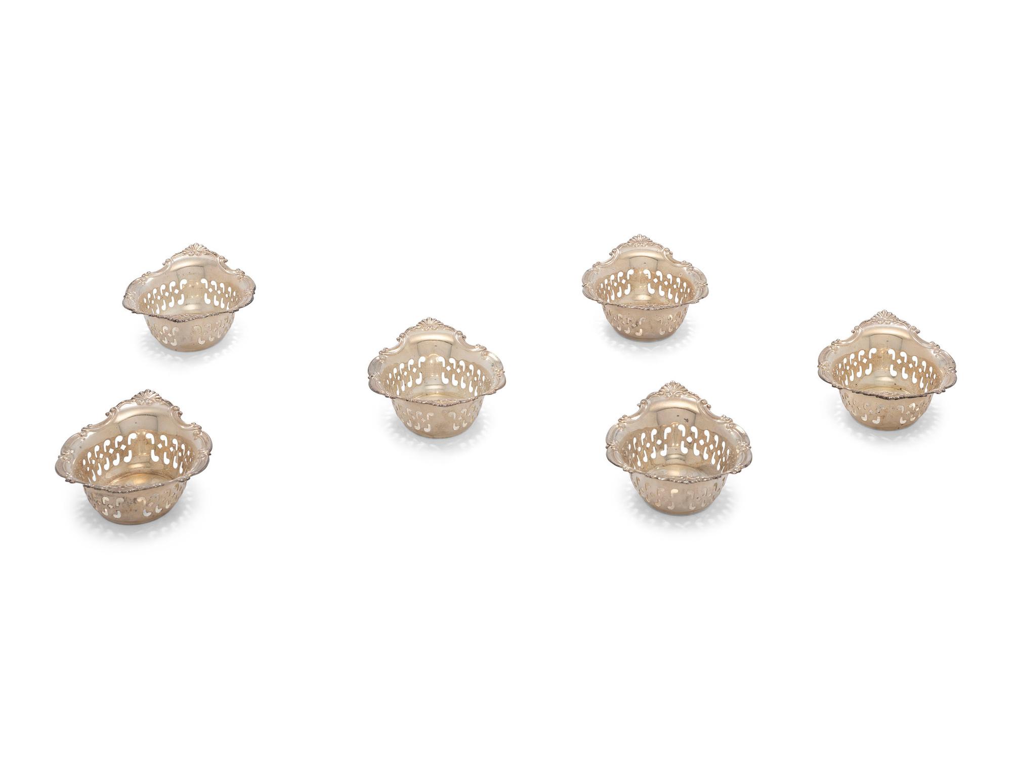 Eighteen American Silver Salt Cellars and Twelve Associated Silver Salt Spoons