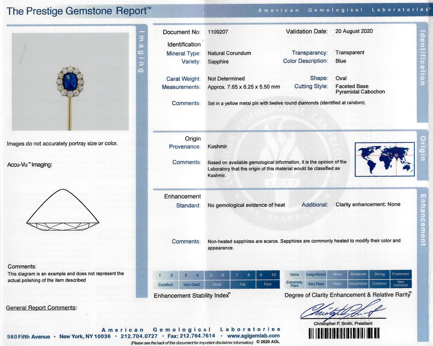 TIFFANY & CO., ANTIQUE, KASHMIR SAPPHIRE AND DIAMOND STICKPIN