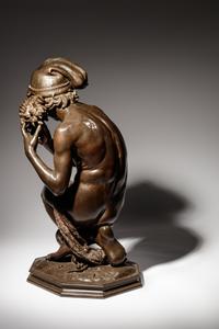 Jean-Baptiste Carpeaux (French, 1827-1875) | 19th Century | Le jeune pêcheur à la coquille | bronze | signed JB Carpeaux and with Propriété Carpeaux stamp | Height 35 1/2 x width 15 5/8 x depth 18 5/8 inches.