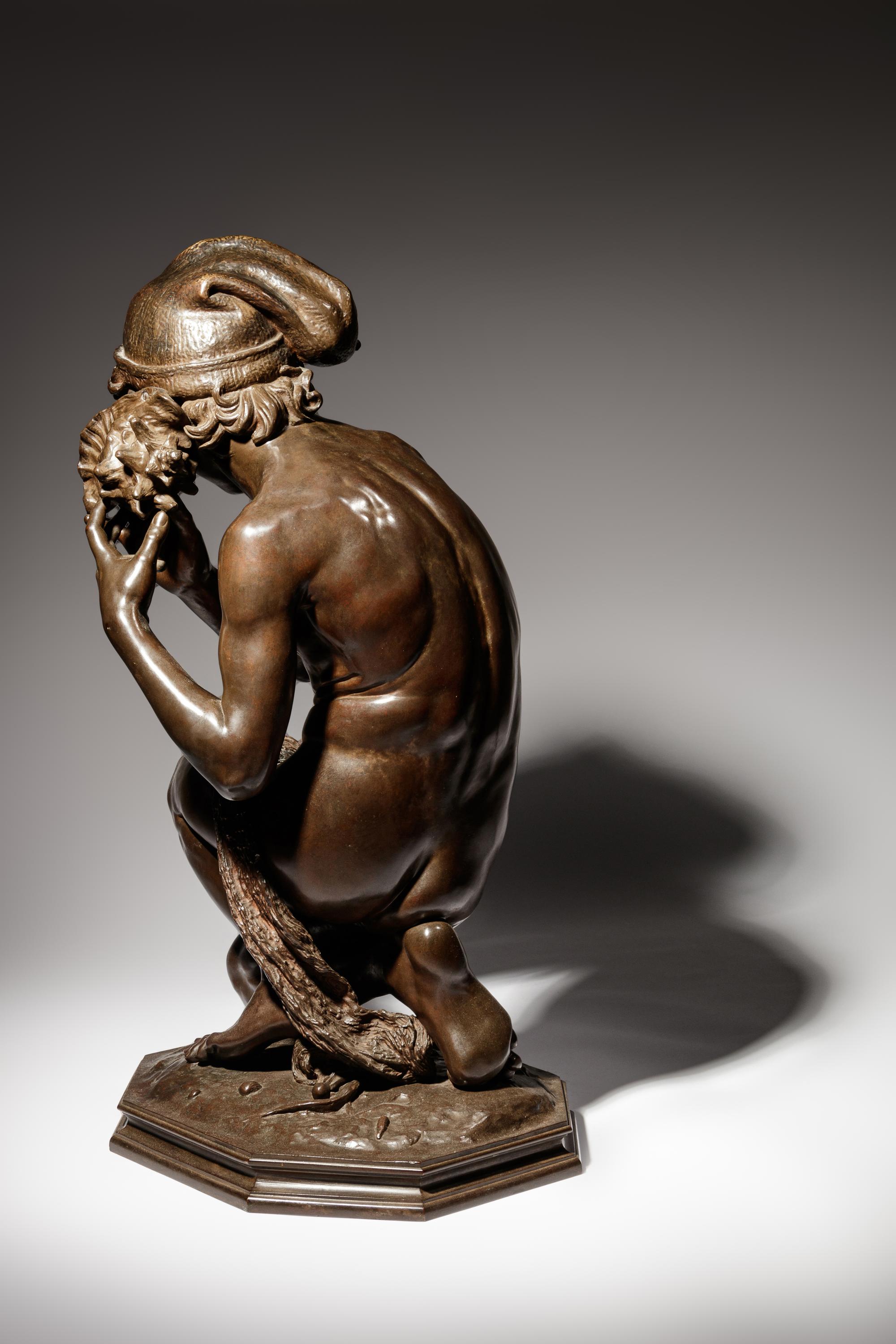 Jean-Baptiste Carpeaux (French, 1827-1875) | 19th Century | Le jeune pêcheur à la coquille | bronze | signed JB Carpeaux and with Propriété Carpeaux stamp | Height 35 1/2 x width 15 5/8 x depth 18 5/8 inches.