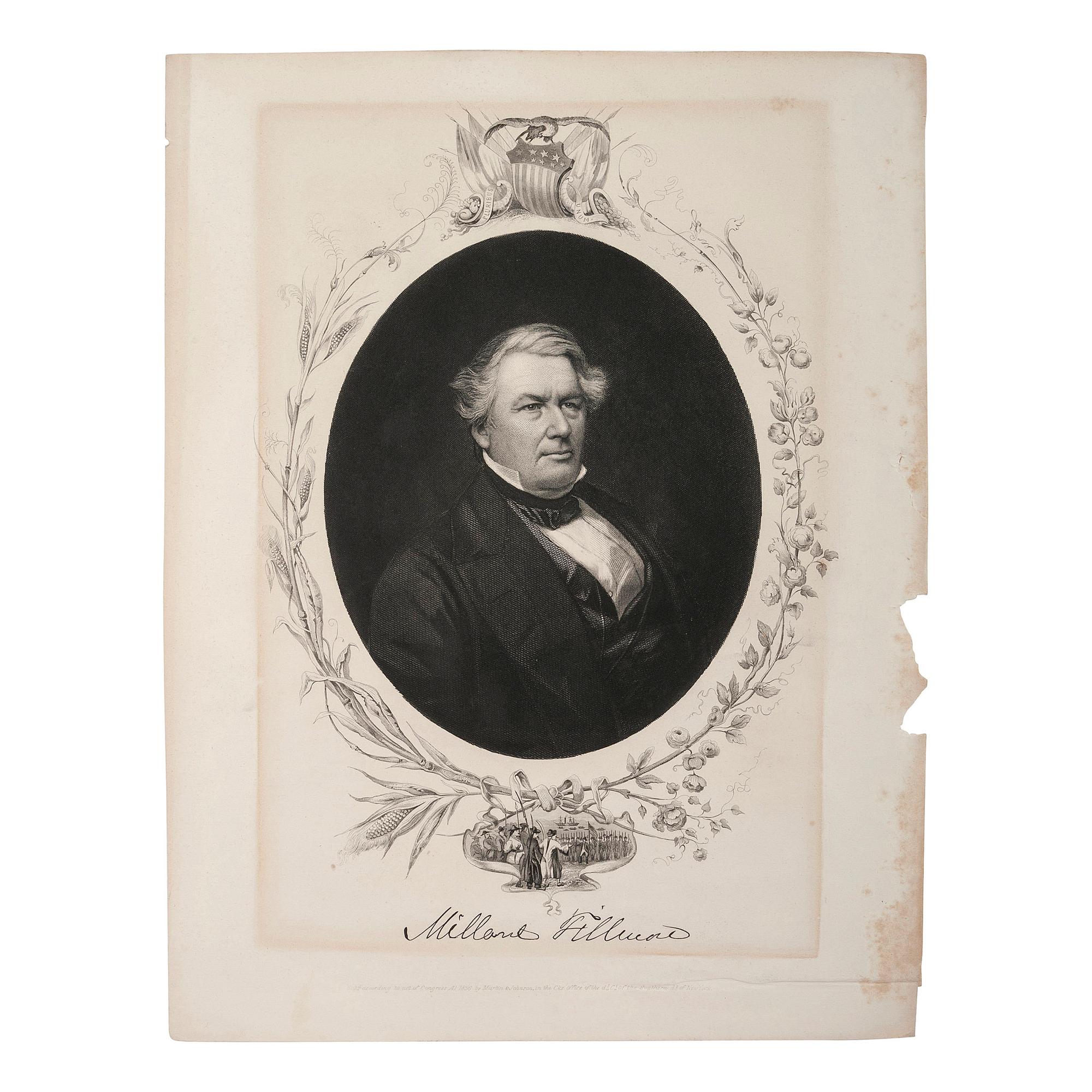 FILLMORE, Millard (1800-1874). Autograph letter signed ("Millard Fillmore") to Dr. Gardner Mason. Albany, New York, 9 April 18?. 1 page, 8vo, toned, some paper residue.