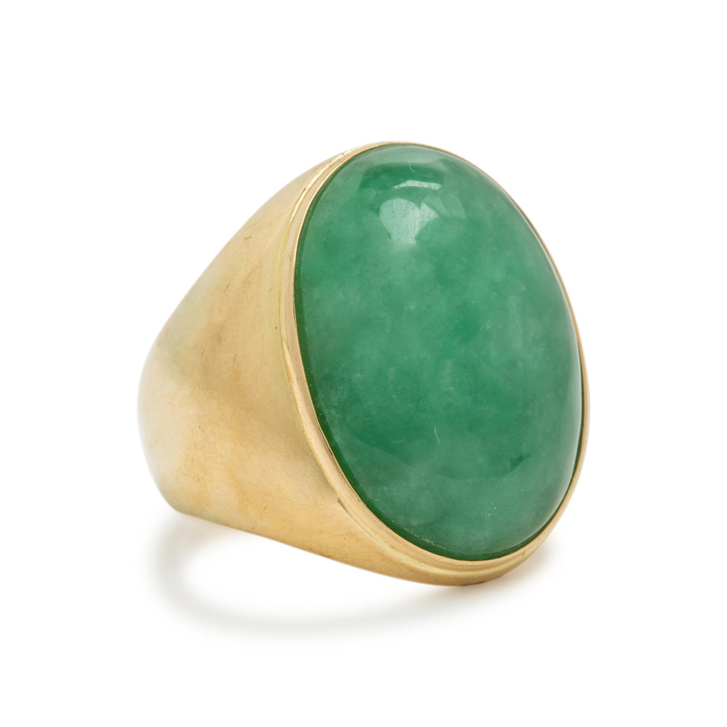 Yellow Gold and Jade Ring