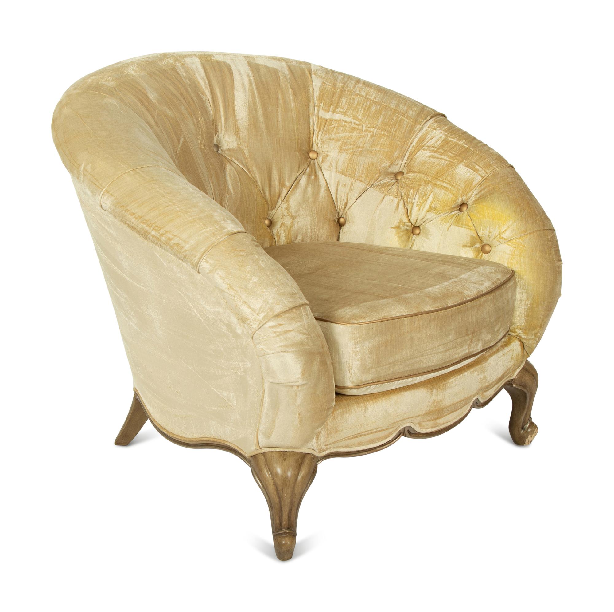 A Hollywood Regency Velvet Upholstered Club Chair — LATE 20TH CENTURY
