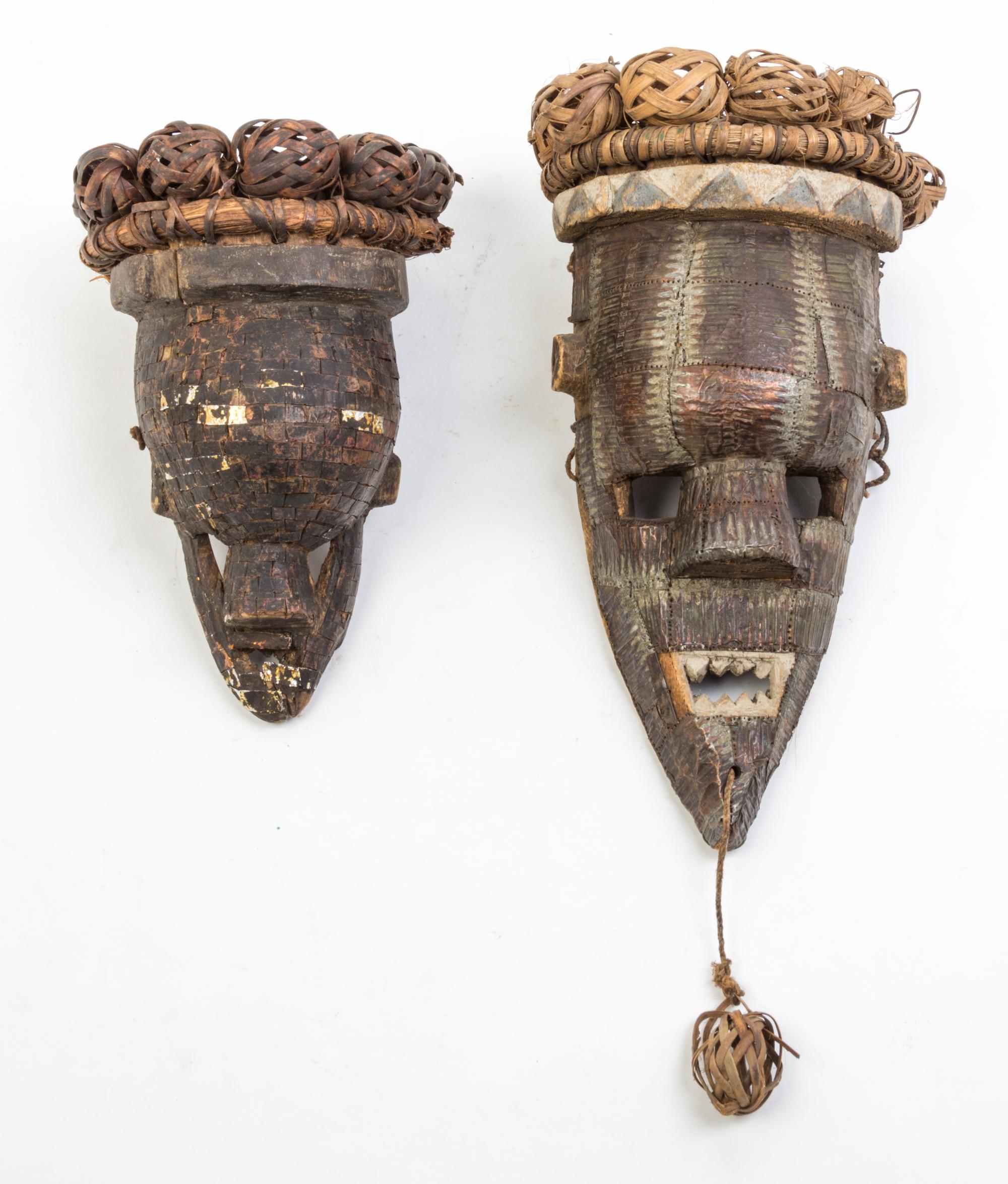 A Group of Six Masks Height of tallest 16 inches.