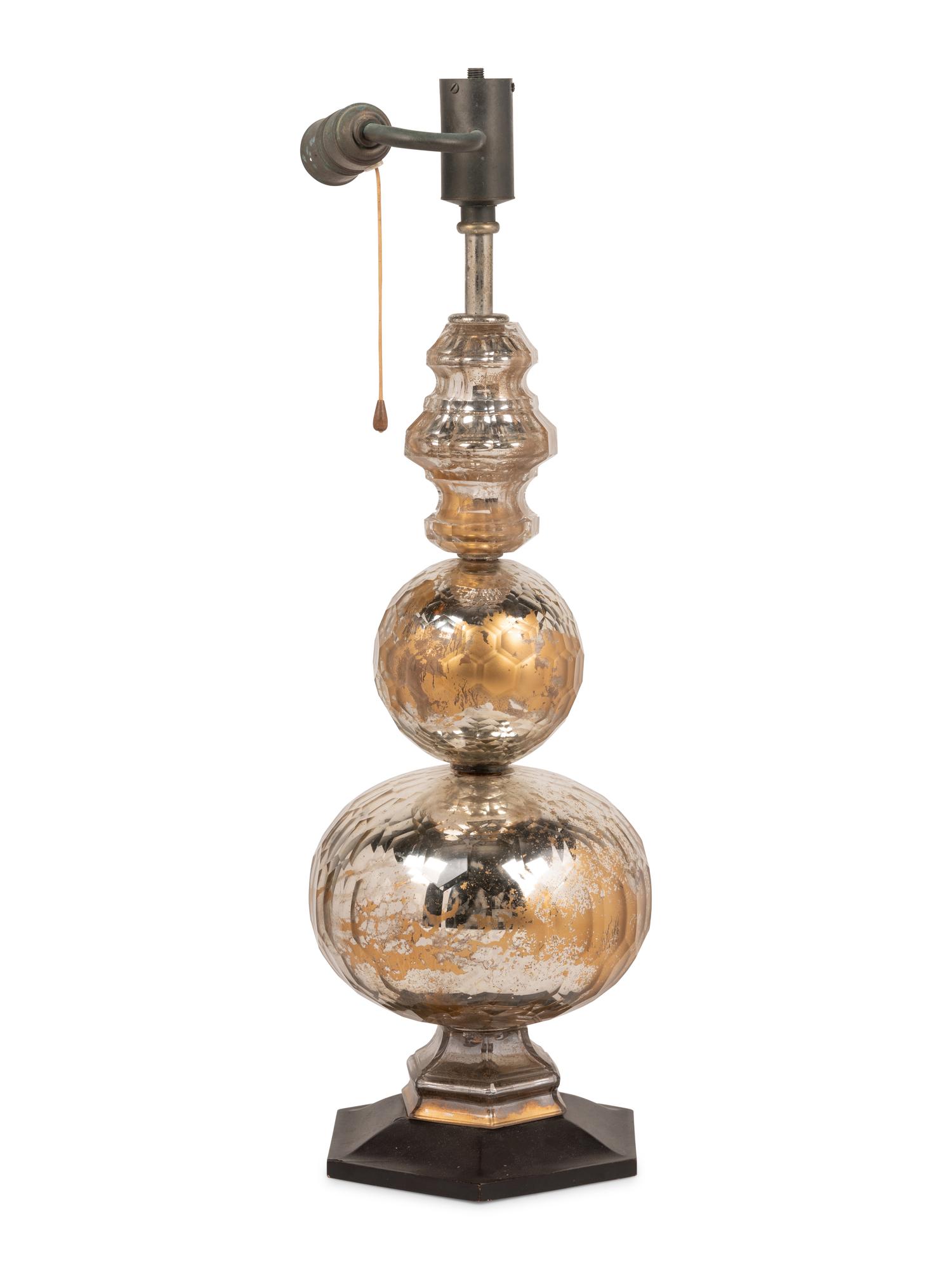 A Faceted Mercury Glass Lamp