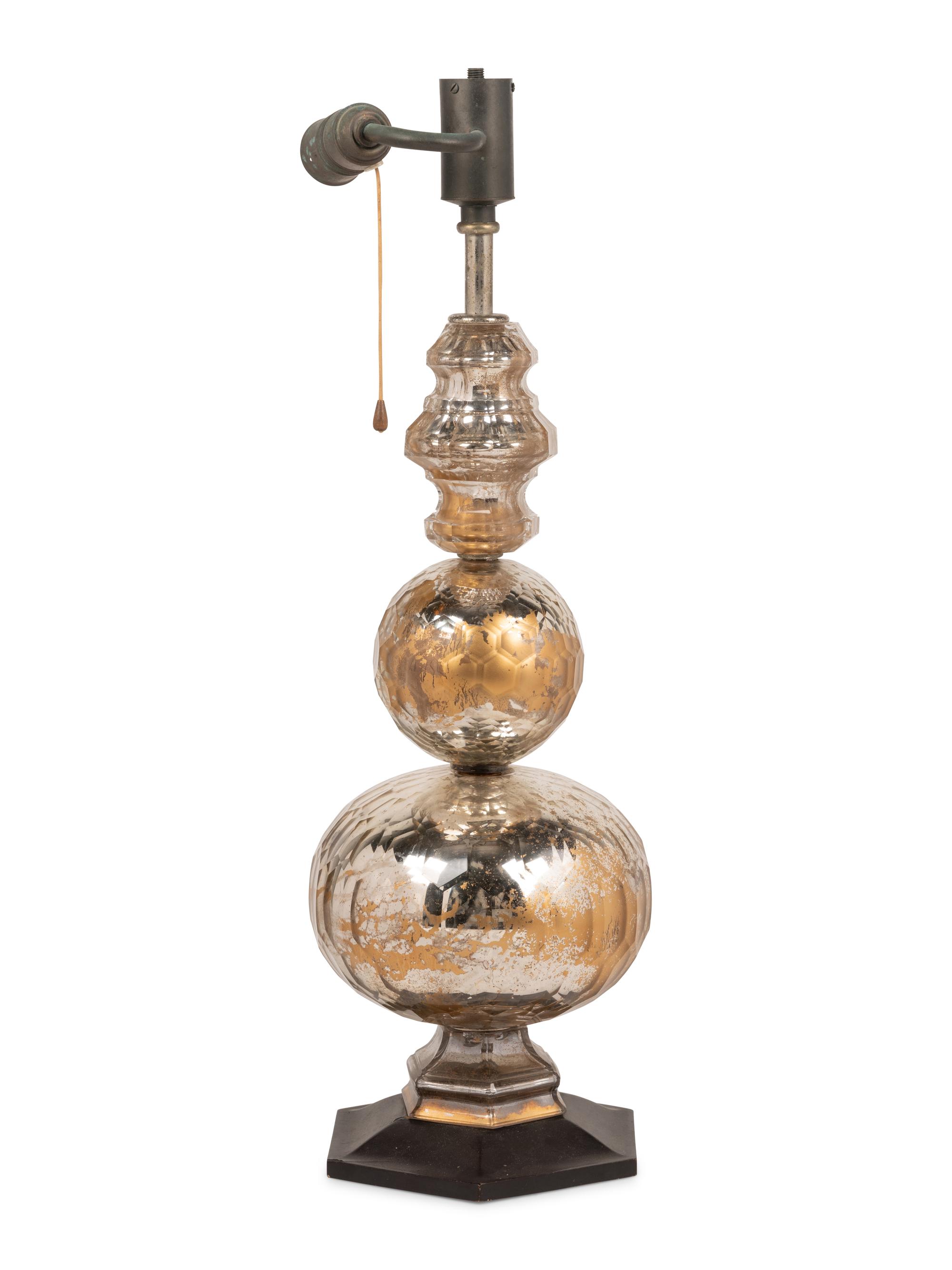 A Faceted Mercury Glass Lamp