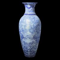 A Massive Japanese Blue and White Porcelain Vase, Meiji Period 日本明治時代 青花雪景竹林圖大瓶