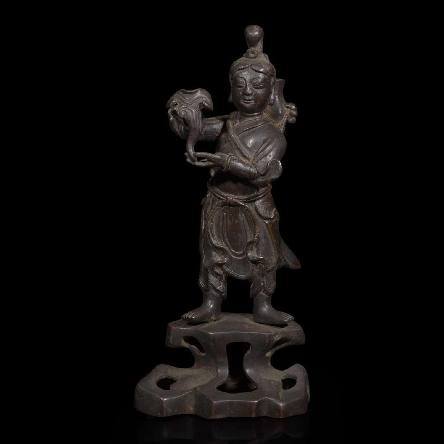 A patinated bronze figure of an immortal 仙人銅造像 17th/18th century ???????