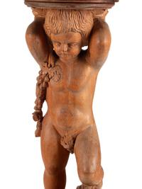 A Continental Carved Oak Figural Pedestal
