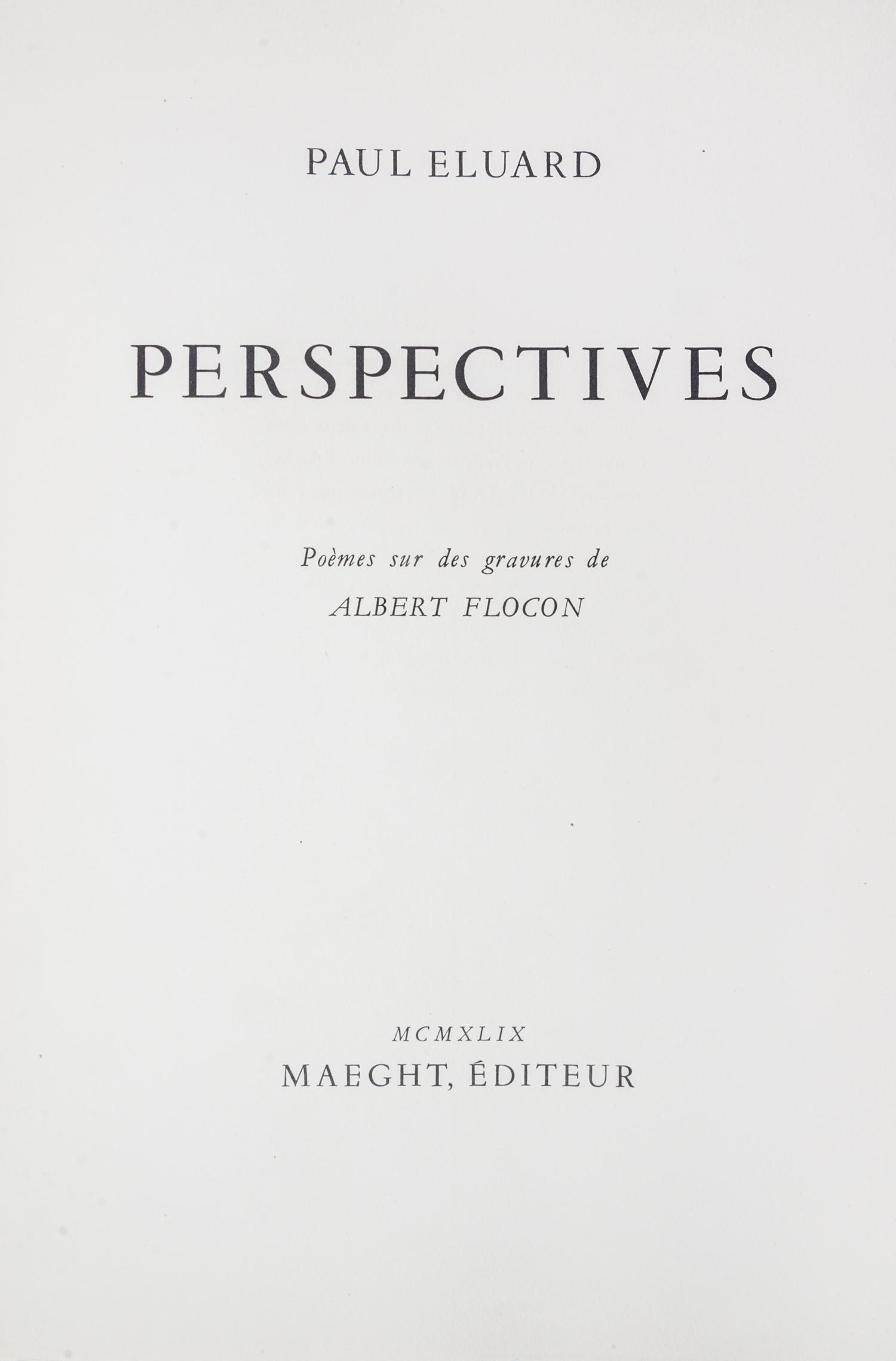 (FLOCON, ALBERT) ELUARD, PAUL. Perspectives. Paris, 1949. Limited.
