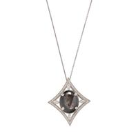 BLACK STAR SAPPHIRE AND DIAMOND PENDANT/NECKLACE