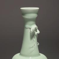 A Chinese Celadon Glazed 'Chilong' Vase, Yongzheng Mark — 雍正款 粉青釉盤螭龍長頸瓶