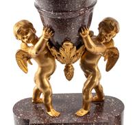 A Pair of Directoire Style Gilt Bronze and Marble Urn Ornaments
