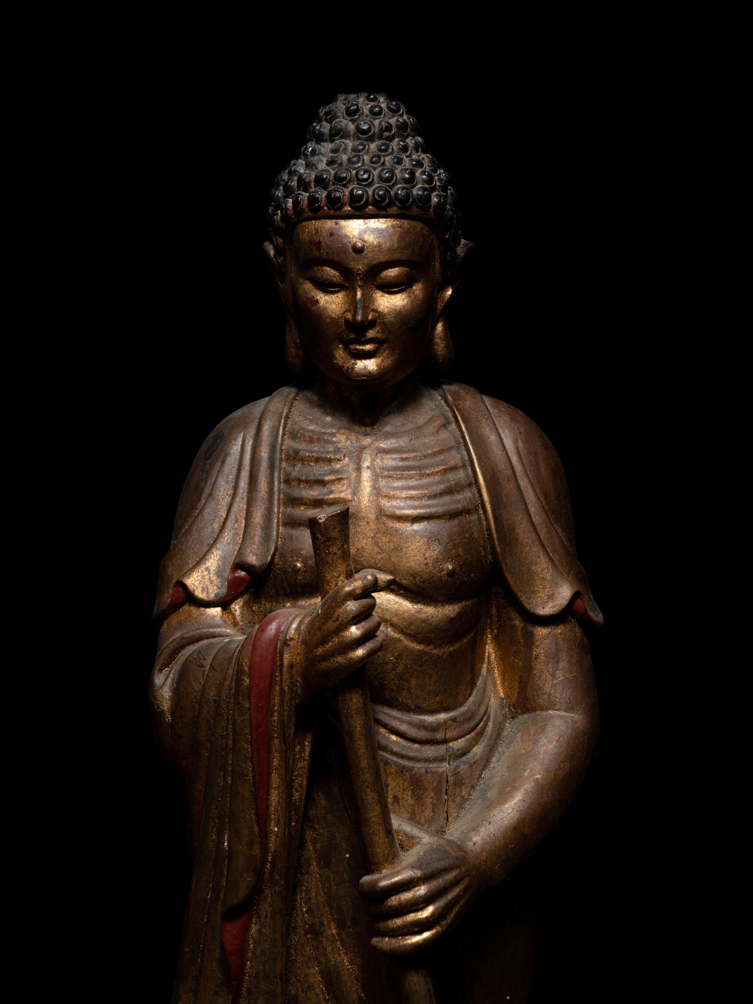 Two Chinese Gilt Wood Figures