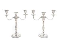 A Pair of George III Style Silver Plate Candlesticks