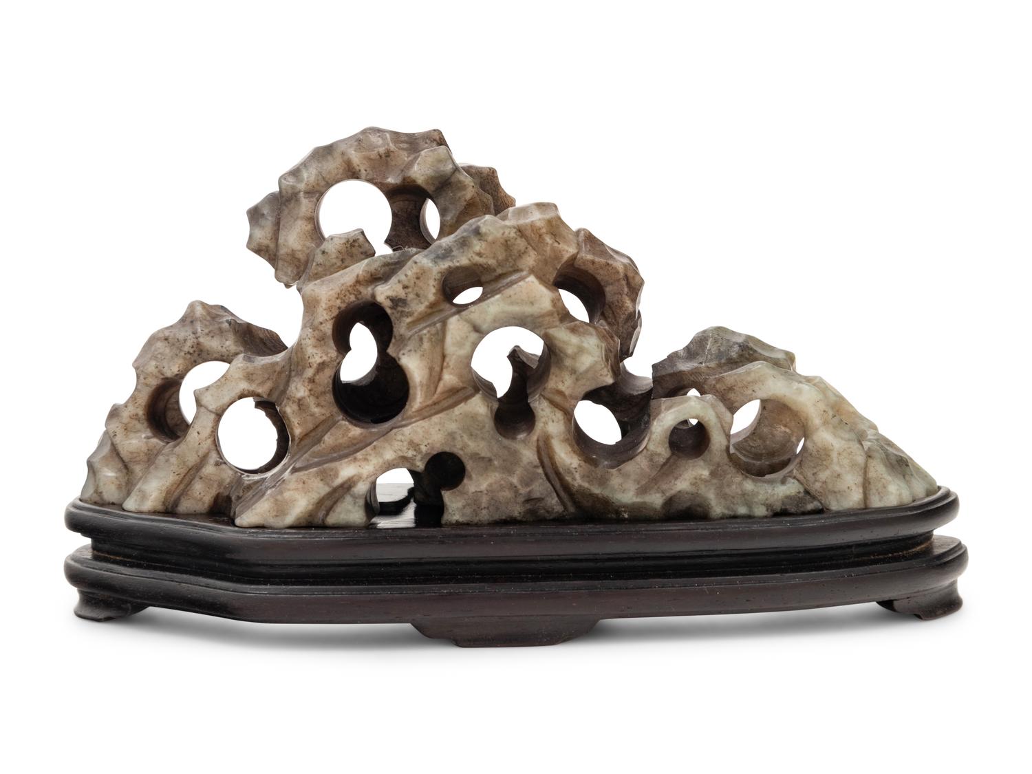 A Grey and Celadon Jade Brush Rest