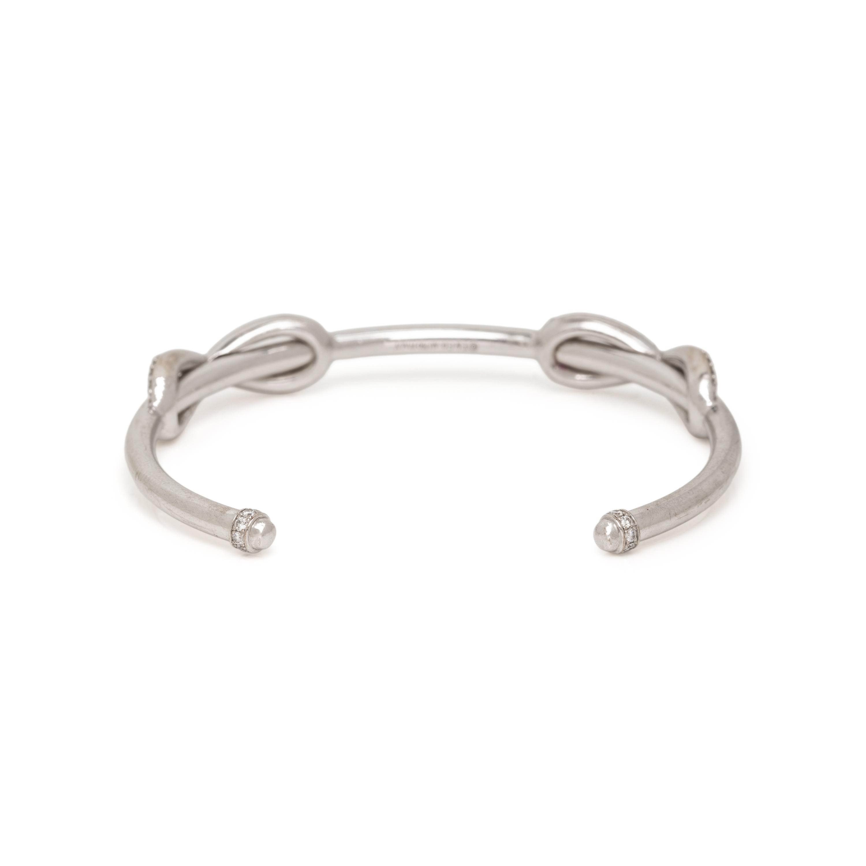 TIFFANY & CO., WHITE GOLD 'INFINITY DOUBLE DIAMOND' CUFF BRACELET