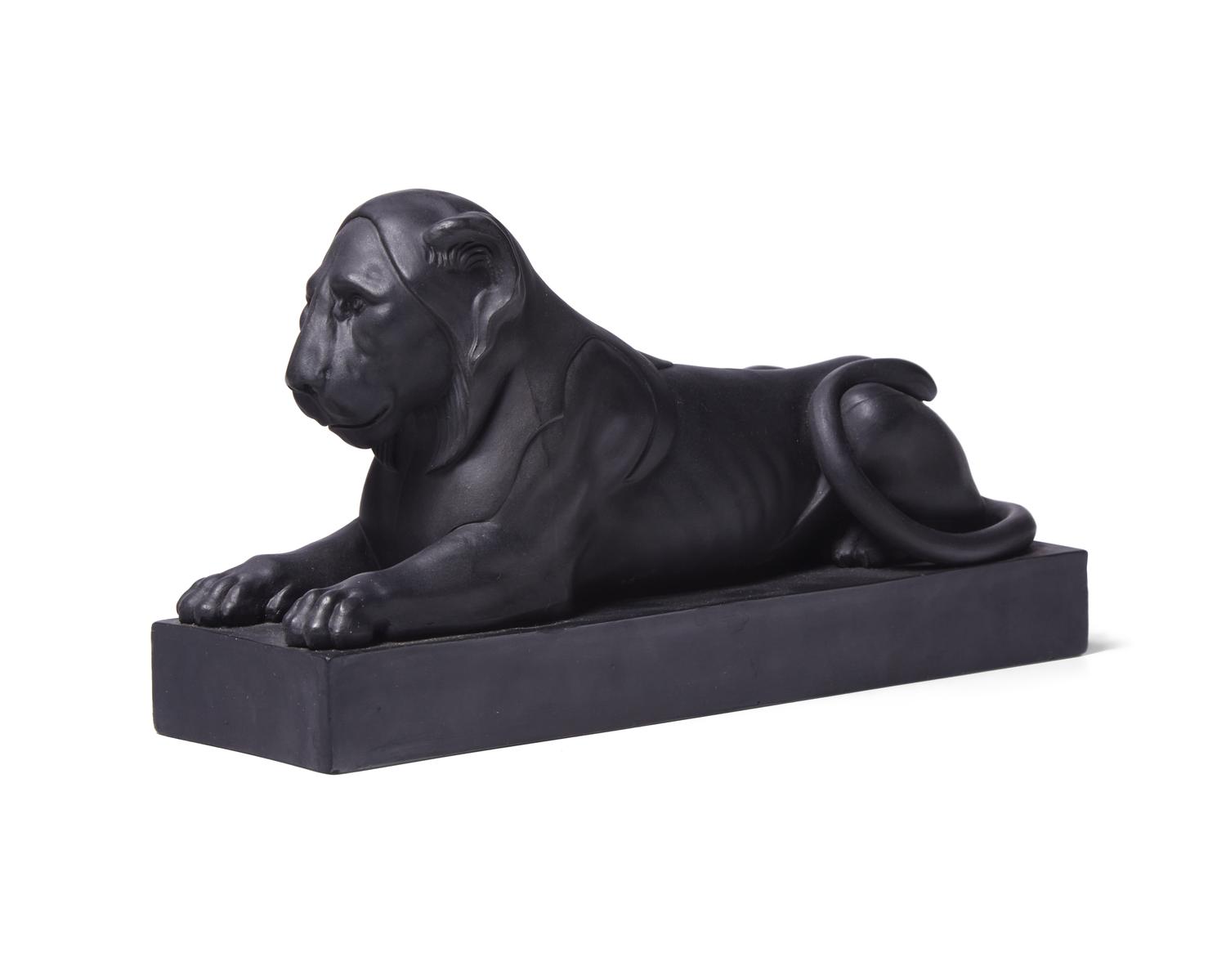 A Wedgwood Black Basalt Figure of a Lion Couchant