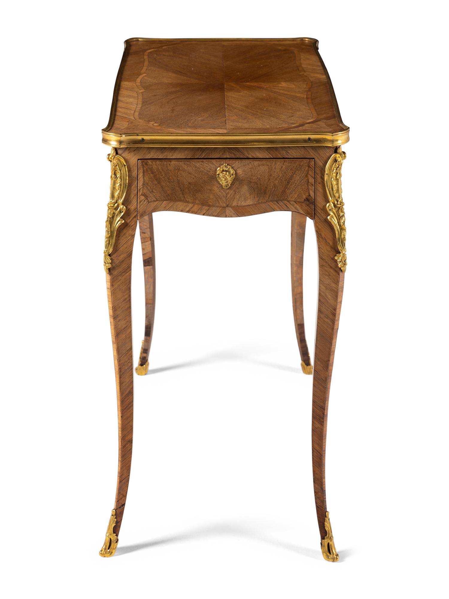 A Louis XV Gilt Bronze Mounted Tulipwood Table à Écrire