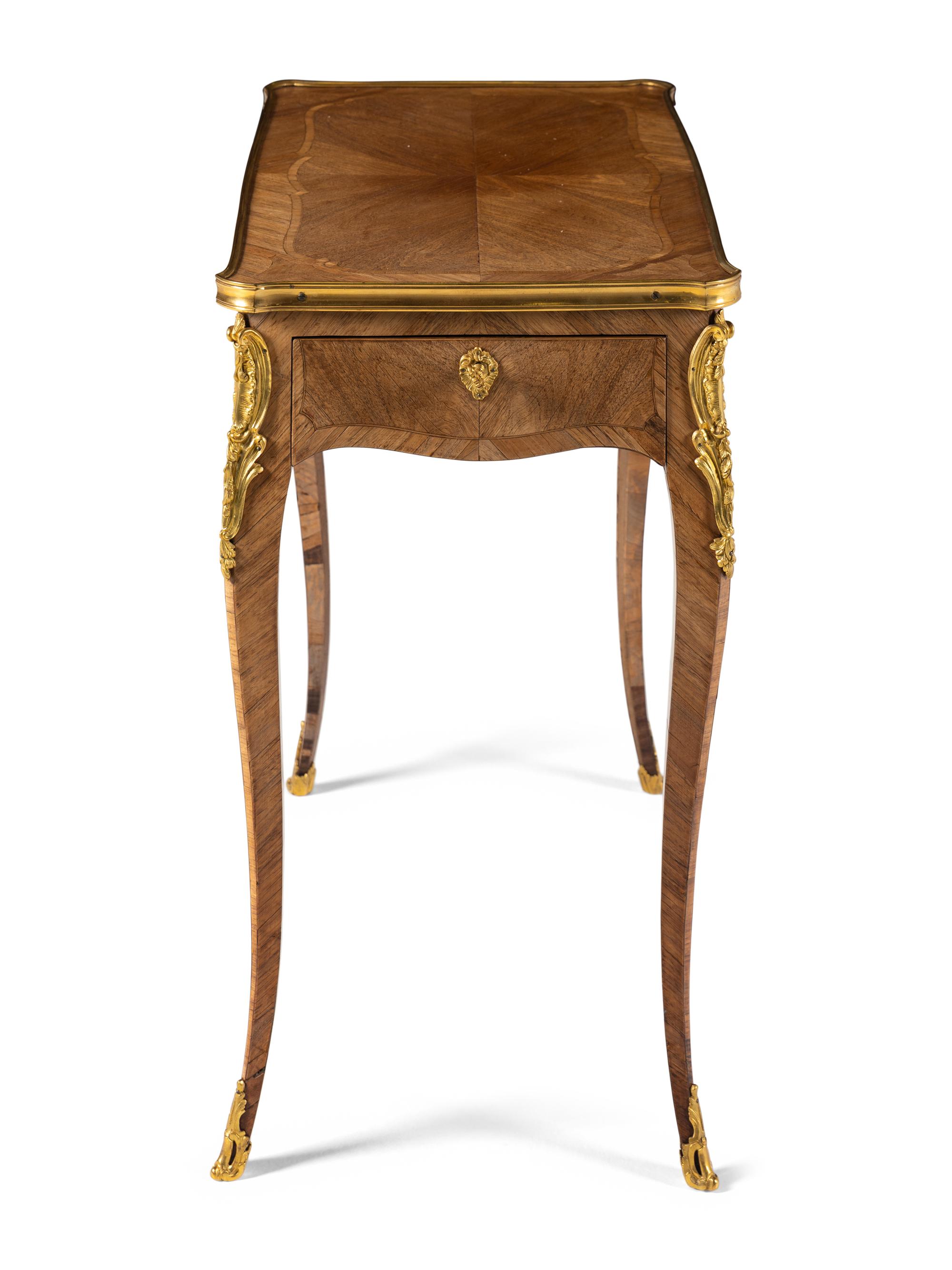 A Louis XV Gilt Bronze Mounted Tulipwood Table à Écrire
