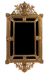 An American Neoclassical Giltwood Mirror, Height 76 1/2 x width 41 inches.