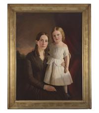 American School 19th Century, Portrait of a Mother with Child