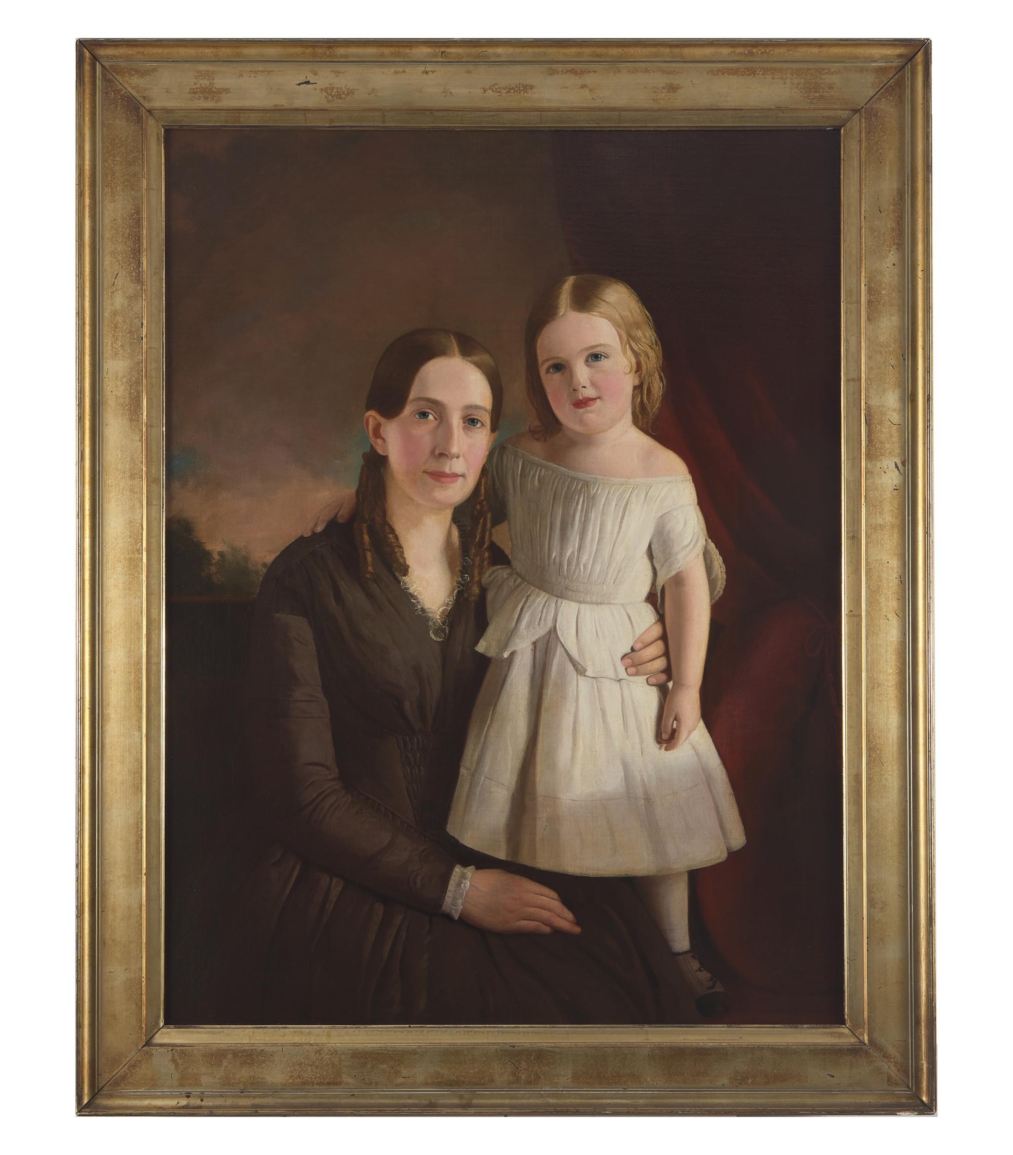 American School 19th Century, Portrait of a Mother with Child