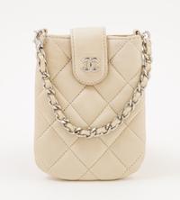 A Chanel Cream Lambskin Quilted Shoulder Bag, 9.5" x 7" x 5.5"; Strap drop: 10".