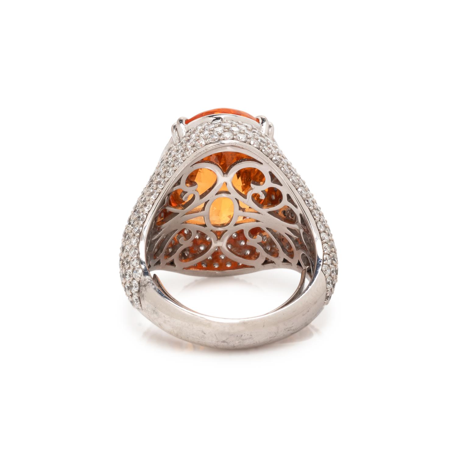 SPESSARTINE GARNET AND DIAMOND RING