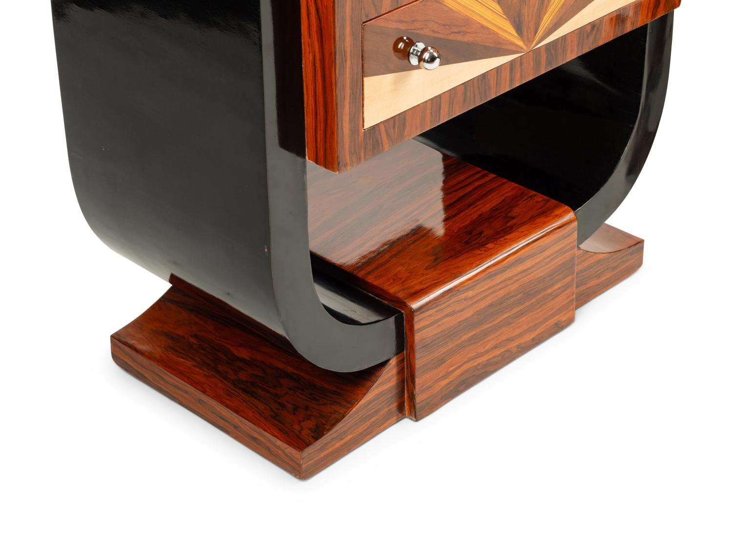 A Pair of Art Deco Style Rosewood and Parquetry Tall Chests