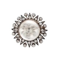 ANTIQUE, MOONSTONE AND DIAMOND BROOCH