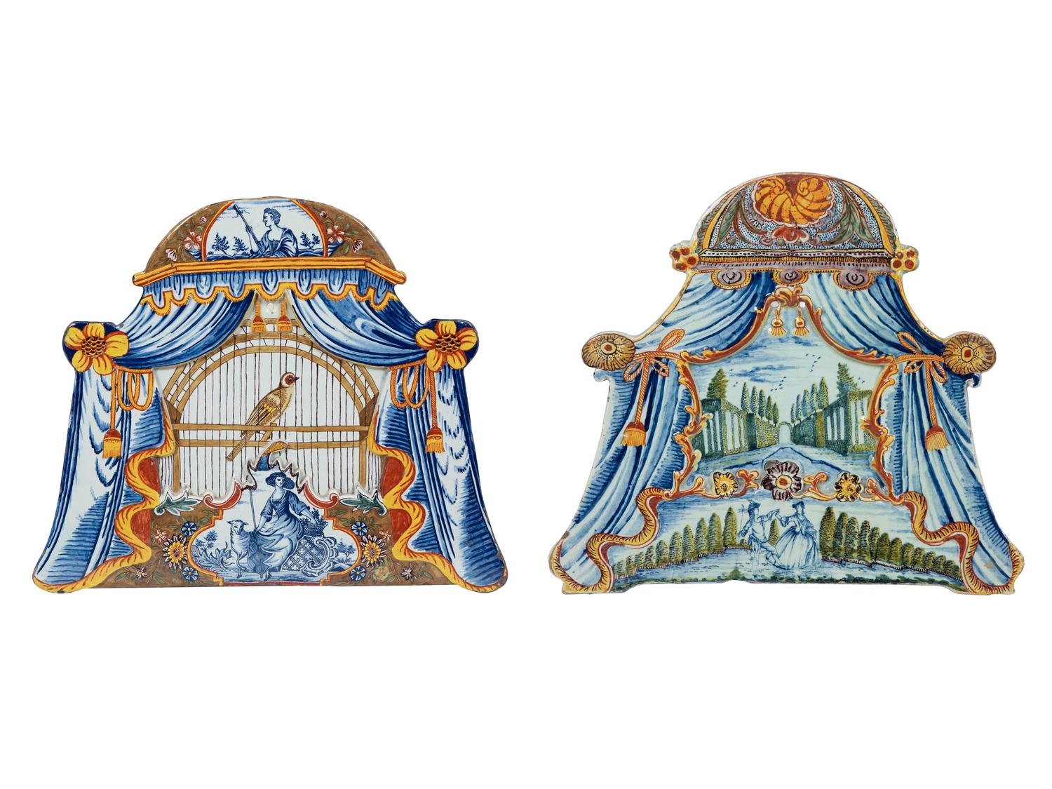 A Pair of Continental Polychrome Faience Wall Plaques