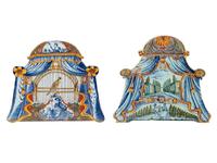 A Pair of Continental Polychrome Faience Wall Plaques