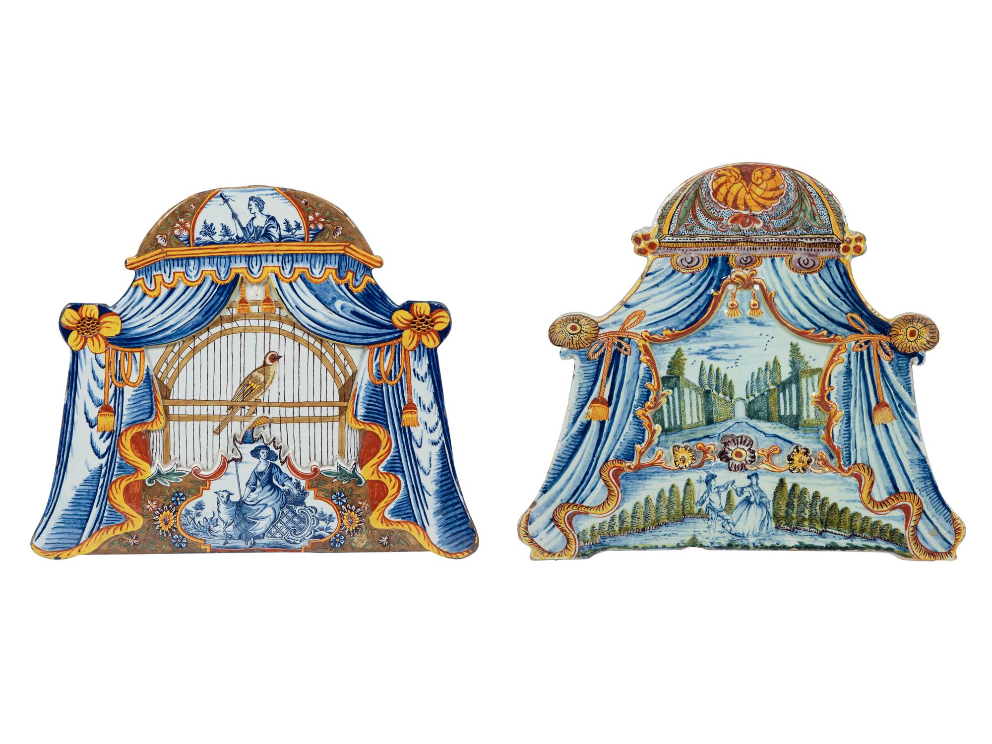 A Pair of Continental Polychrome Faience Wall Plaques