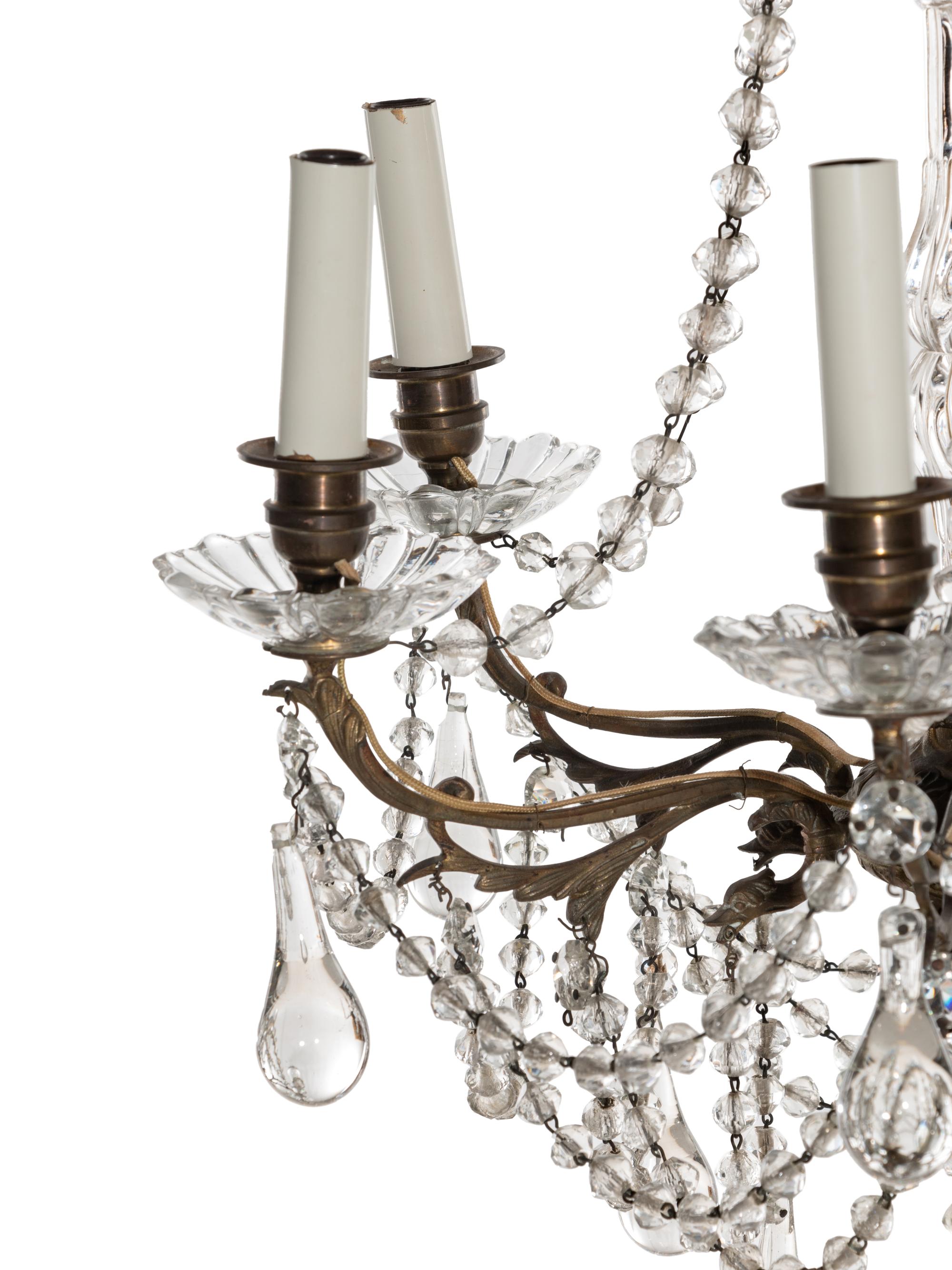 An Italian Brass and Cut Glass Six-Light Chandelier — 19TH CENTURY
