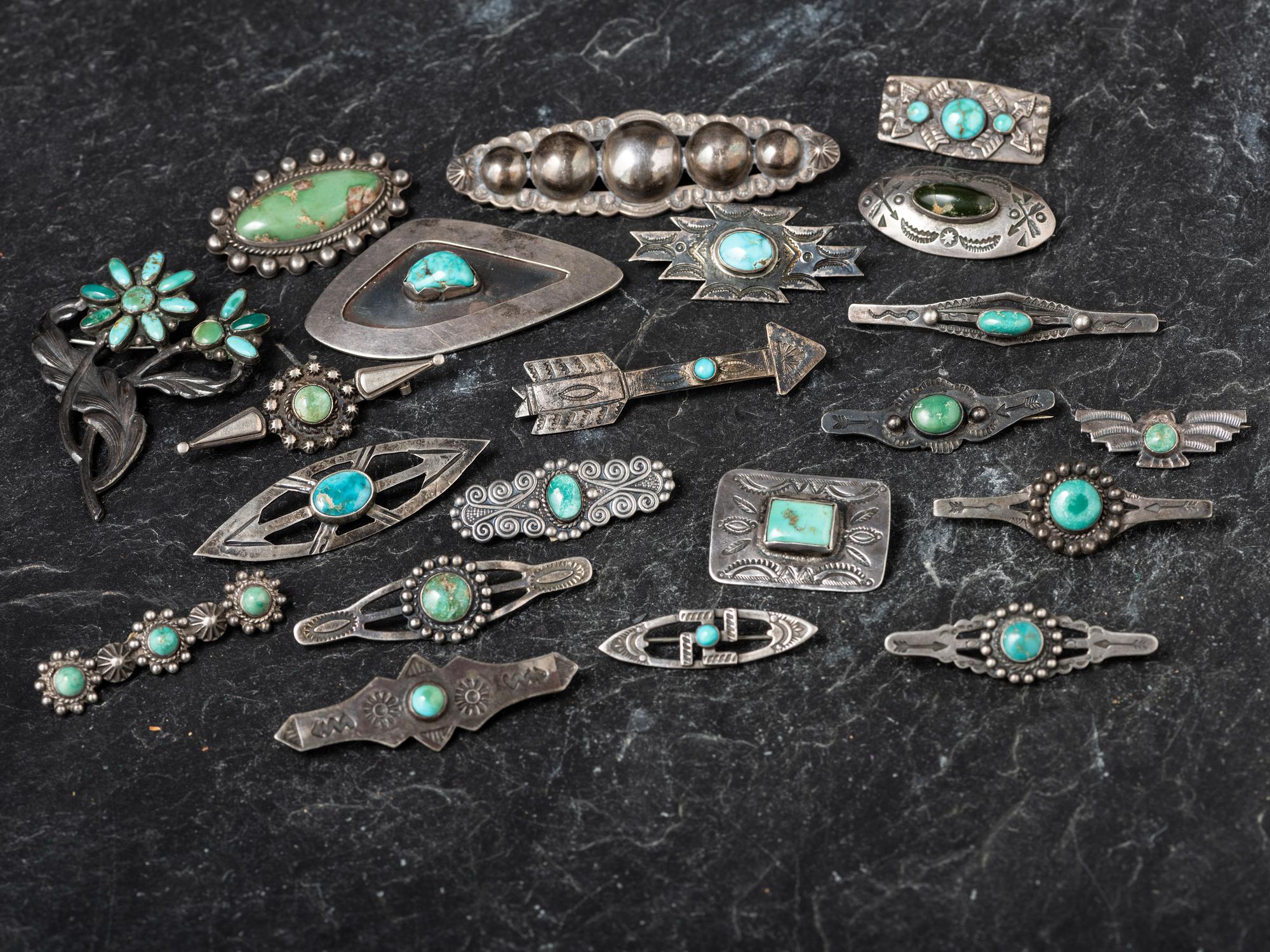 Navajo Silver and Turquoise Pins / Brooches