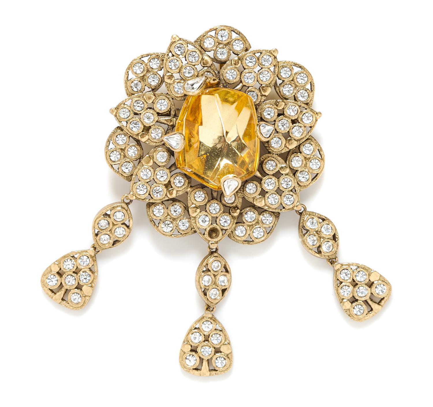 An Yves Saint Laurent Rhinestone Large Brooch, 4.5" x 3".