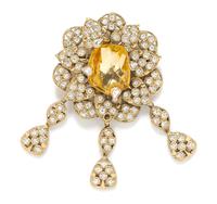 An Yves Saint Laurent Rhinestone Large Brooch, 4.5" x 3".
