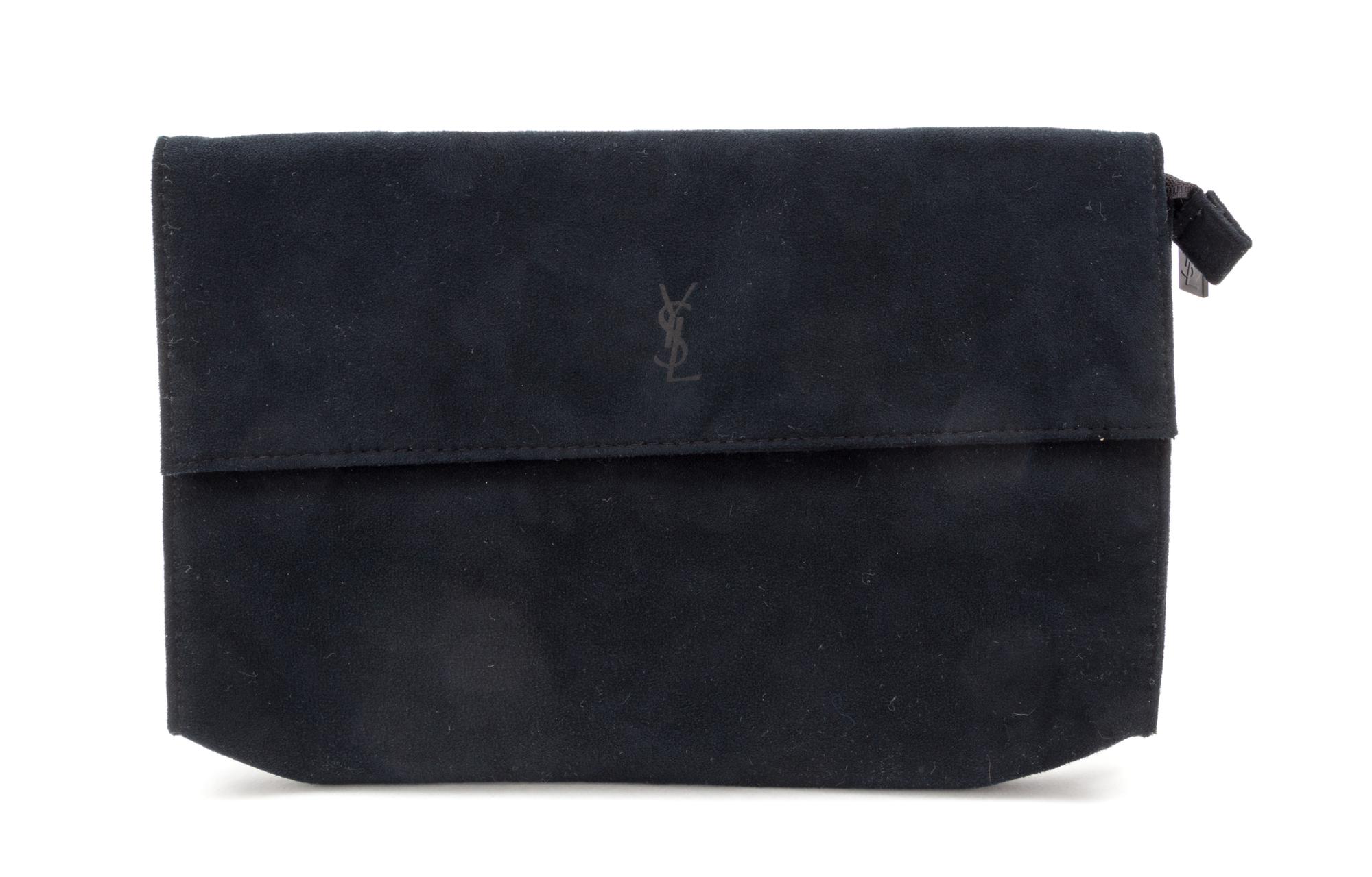 An Yves Saint Laurent Black Suede Clutch, 10.75" x 7.5" x 1".