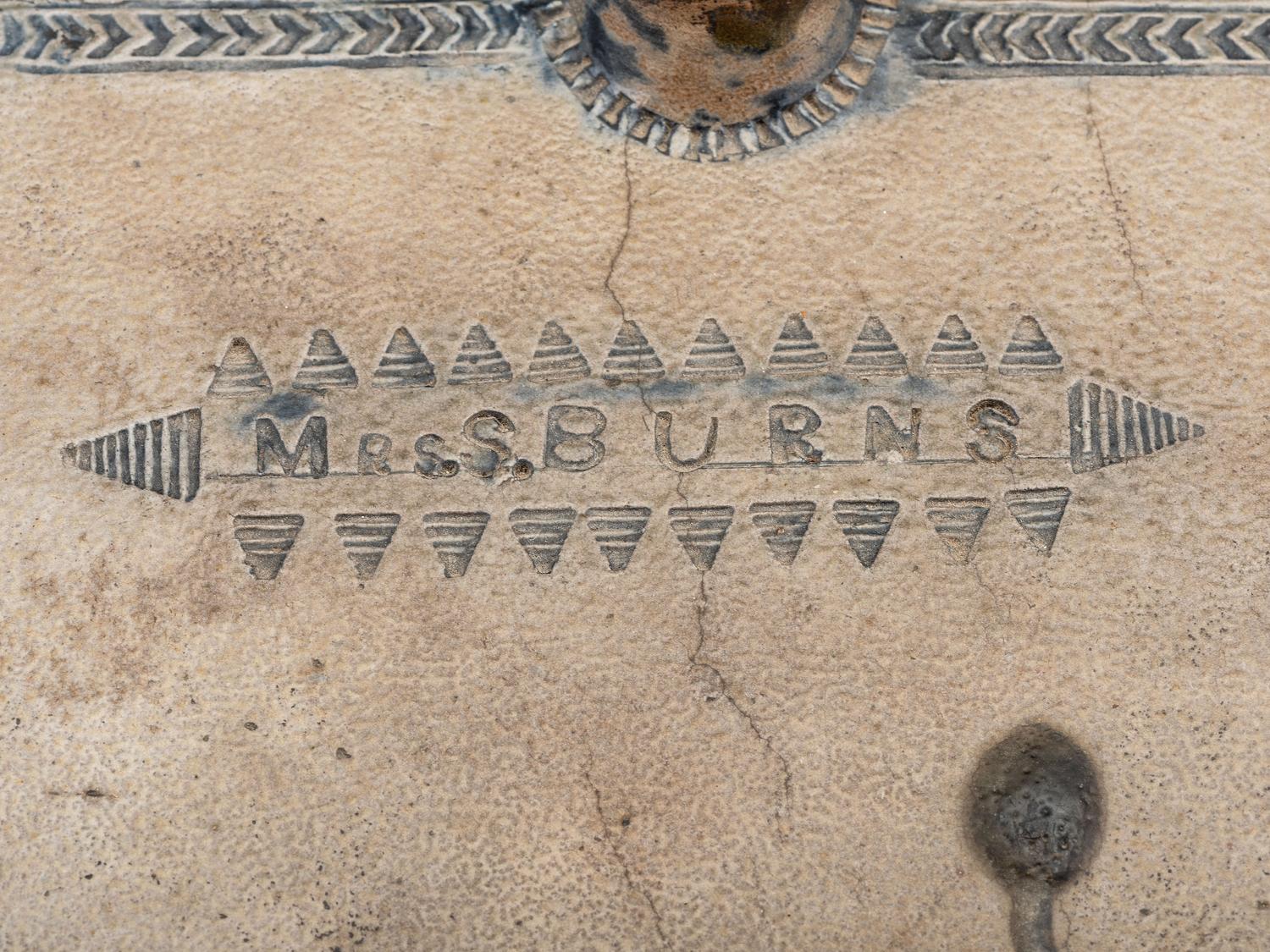 An Early Incised and Cobalt Decorated Stoneware Foot Warmer