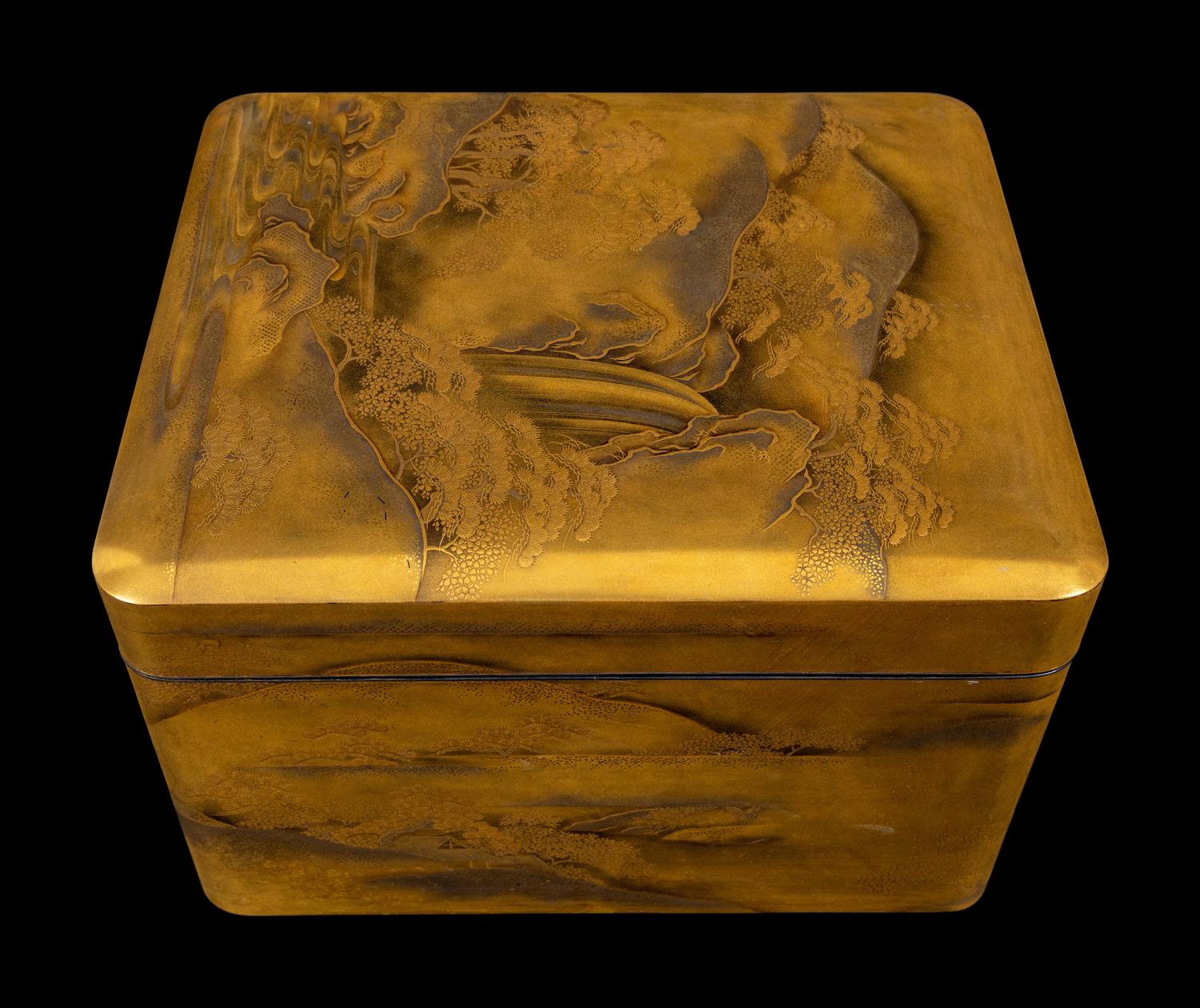 A Japanese Gold Lacquer Rectangular Stationary Box, Bunko