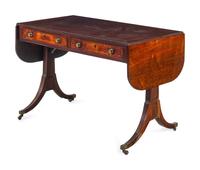 A George III Figured and Brass-Mounted Mahogany Sofa Table