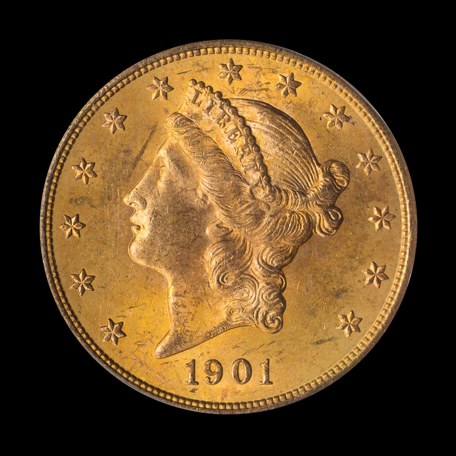 A United States 1901 Liberty Head $20 Gold Coin
