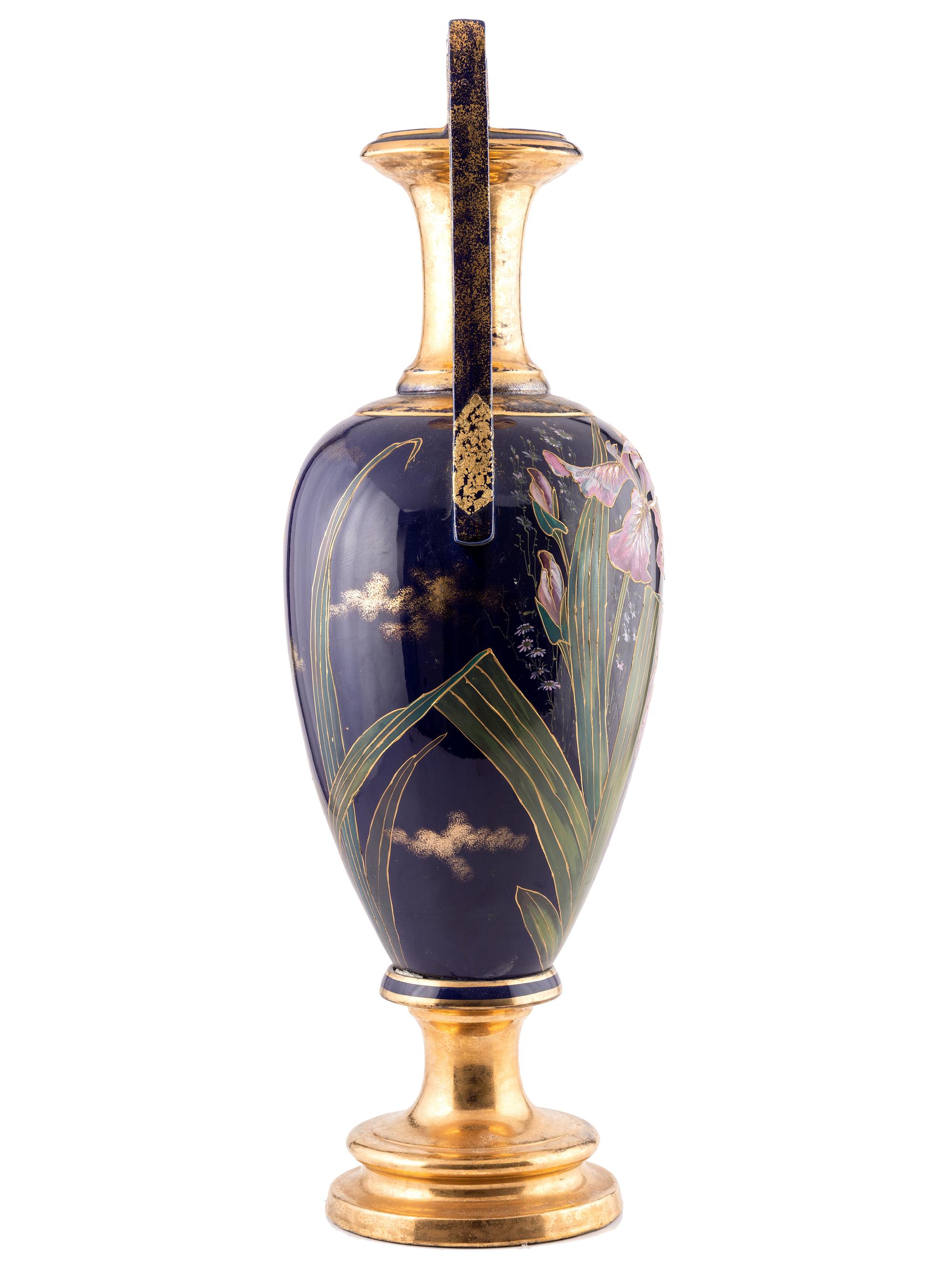 An Art Nouveau Parcel Gilt and Polychrome Decorated Vase