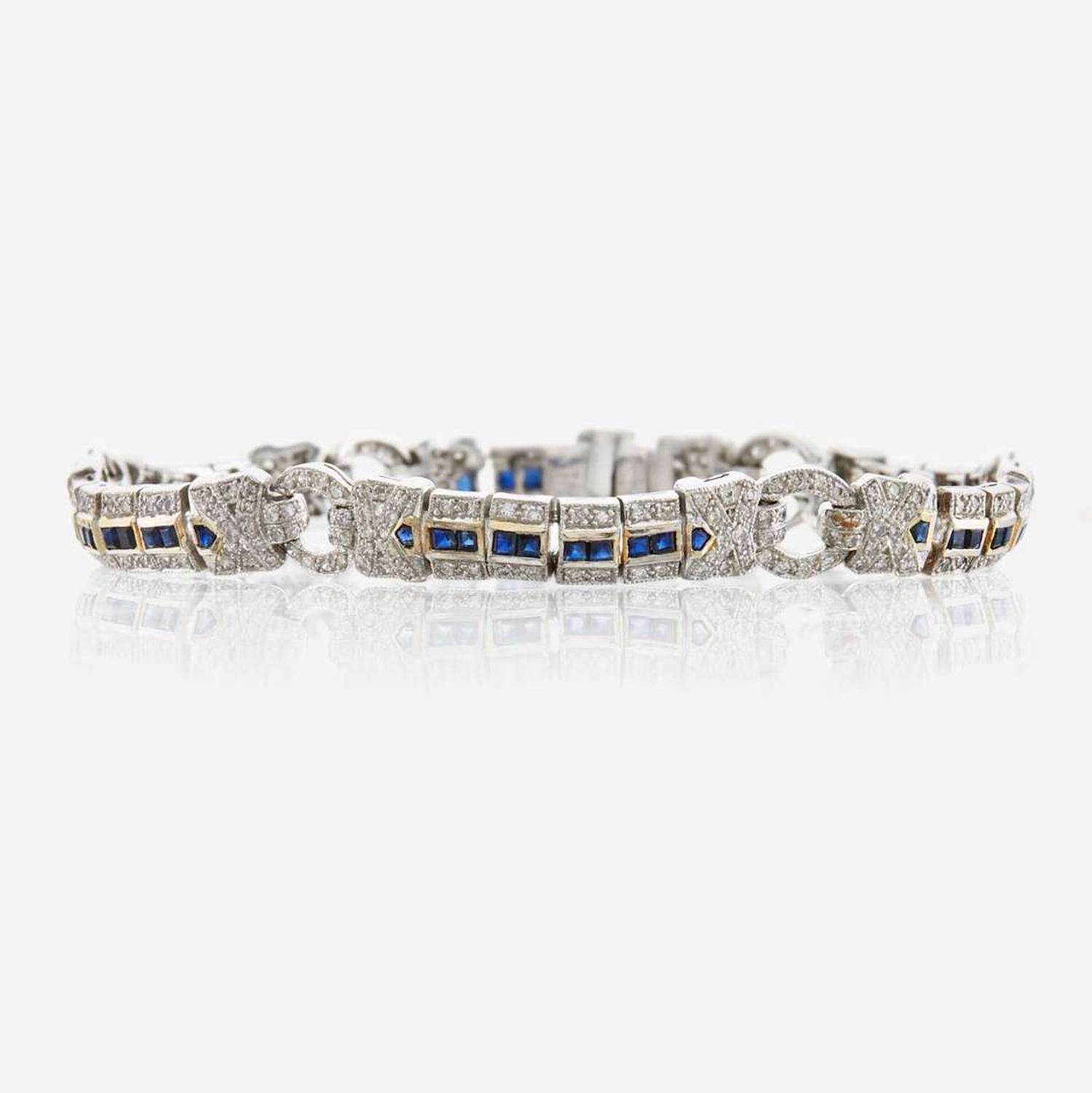 Sapphire and diamond bracelet circular links
