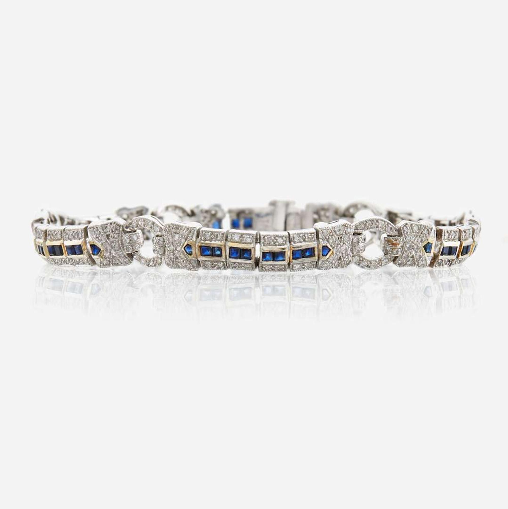 Sapphire and diamond bracelet circular links
