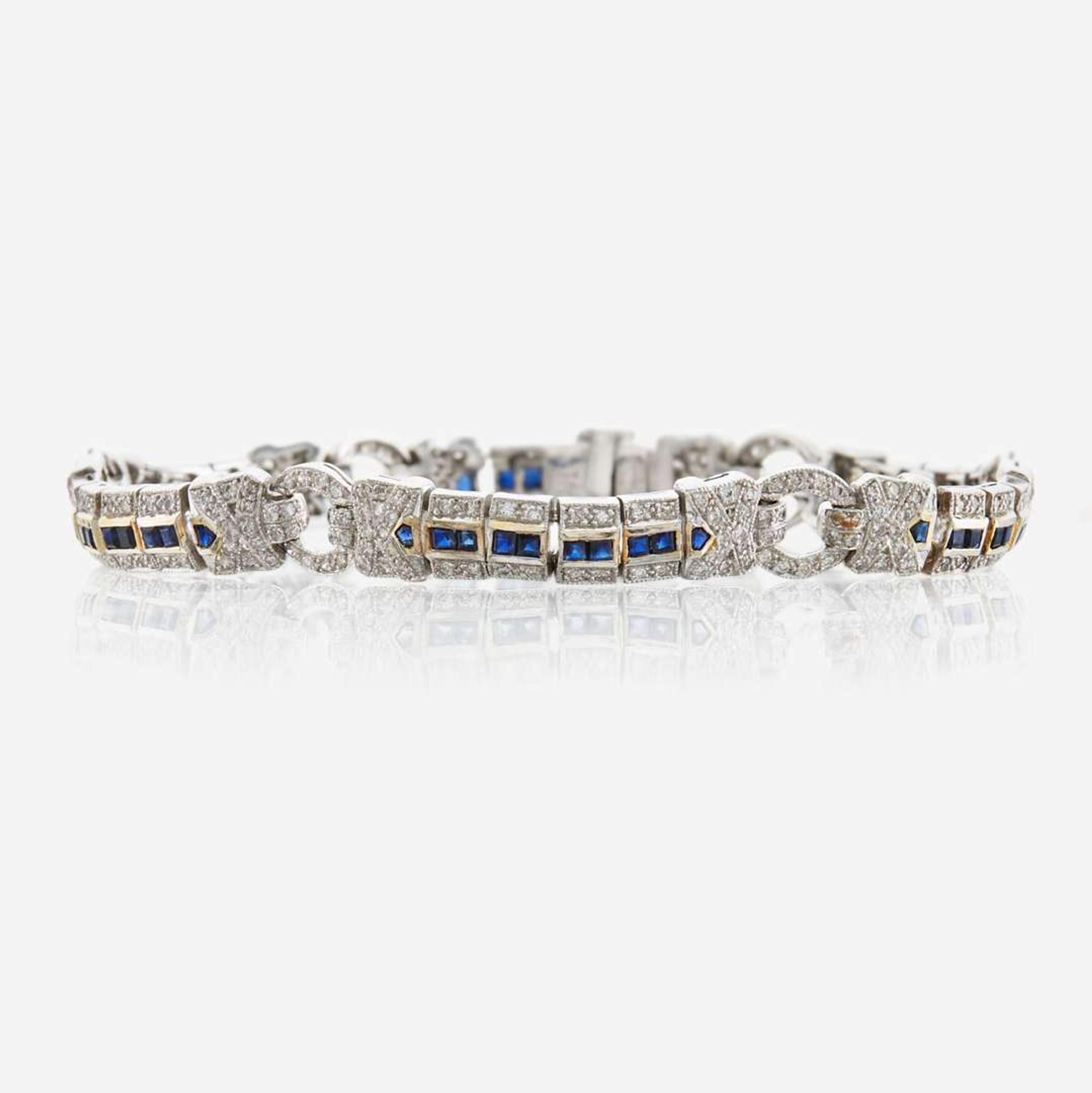 Sapphire and diamond bracelet circular links